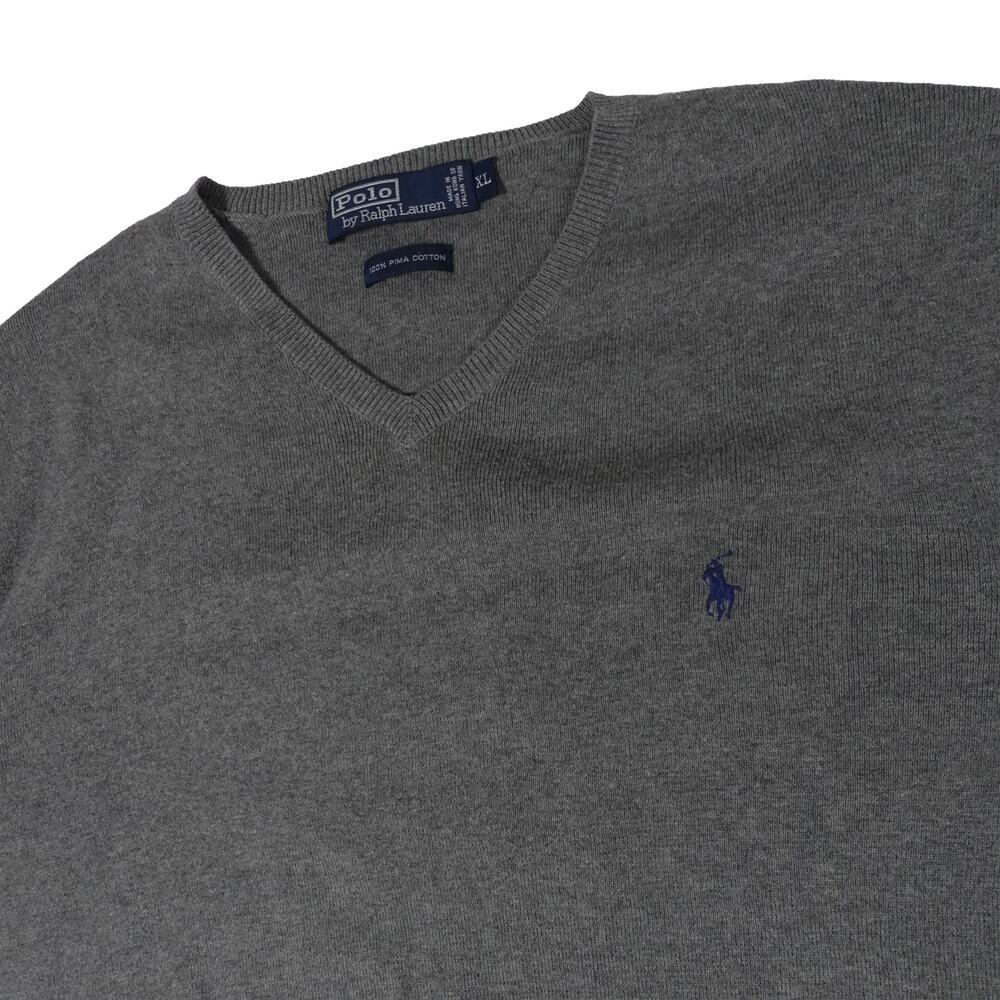 Ralph Lauren Vintage PIMA Italian Yarn Hong Kong V Neck Sweater Men's XL